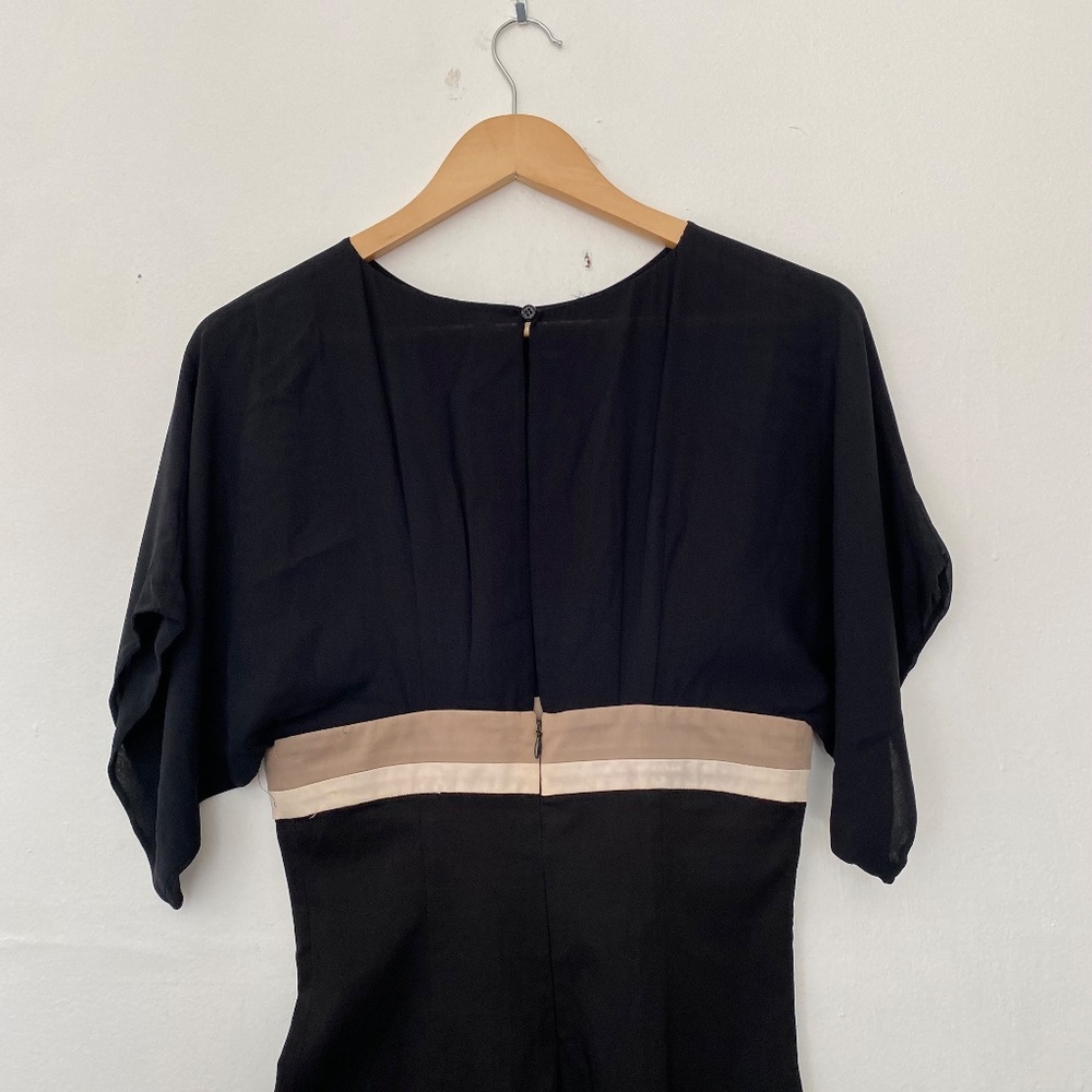 ICEBERG Black Short Sleeve Pencil Stripe Mini Sheath Office Dress Size XS - Picture 4 of 6